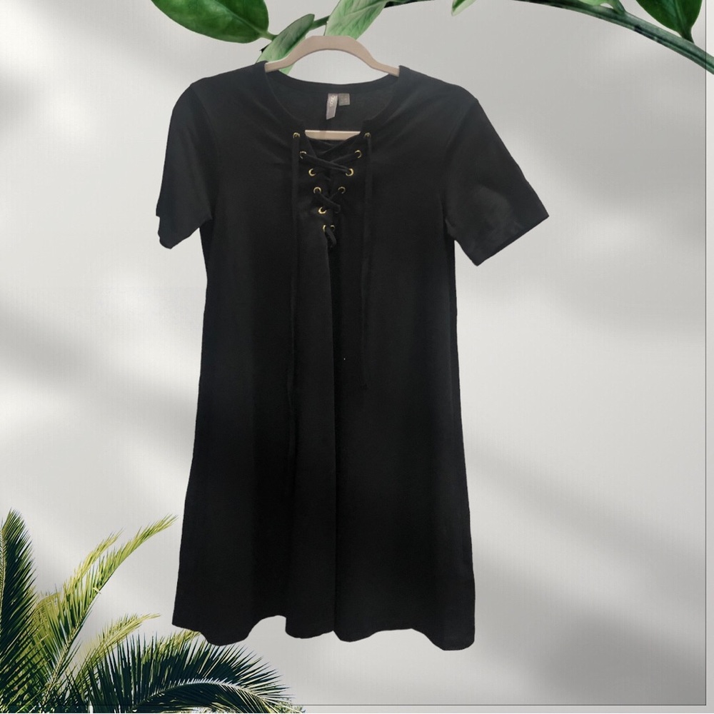 ASOS simple black lace up dress